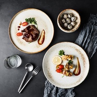 Korean Style Serving Plate Bowl Set / Rusty White Plate Bowl Set