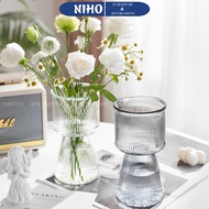 NIHO Nordic style high base glass vase, flower vase for luxury living room decor NHD21047