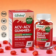 Careleaf - ACV Gummies - 1000mg ACV, With Beetroot, Vitamin B12 & B6 - Vegan, Halal, Non-GMO, Gluten
