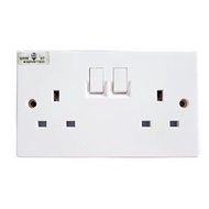 (E76) UMS 13A 250V AC 2Gang Switch Socket Outlet (2213-A)