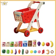 deveodo Shopping Cart Toy Mini Shopping Trolley Toy Set with 25 Fruit and Vegetable Accessories Perf