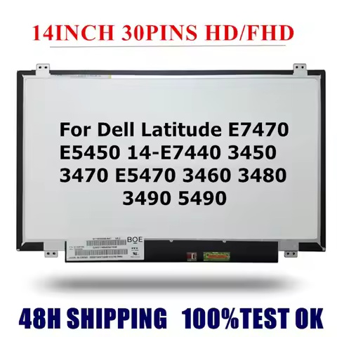 14" Slim 30PINS For Dell Latitude E7470 E5450 14-E7440 3450 3470 E5470 3460 3490 5490 Laptop Lcd Scr