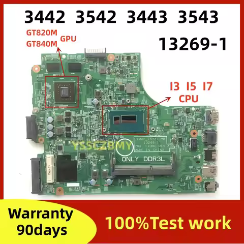 13269-1 FX3MC For DELL Inspiron 3442 3542 3443 3543 5748 Laptop Motherboard With I3 I5 I7 CPU GT820M