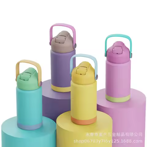 12oz Water Bottle With Straw - Kids Stainless Steel Vacuum Insulated Water Bottle With Pop-Open Stra