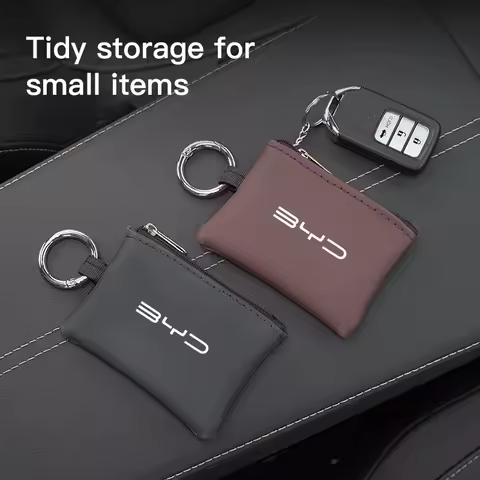 Car Key Case PU Leather Waterproof Dust Key Bag For BYD Tang F3 E6 Atto3 Yuan Plus Song Max F0 G3 I3