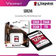 KINGSTON SDR2V6 CANVAS REACT PLUS CLASS 10, UHS-II, U3, V60 SD CARD MEMORY CARD - 128GB / 256GB / 51
