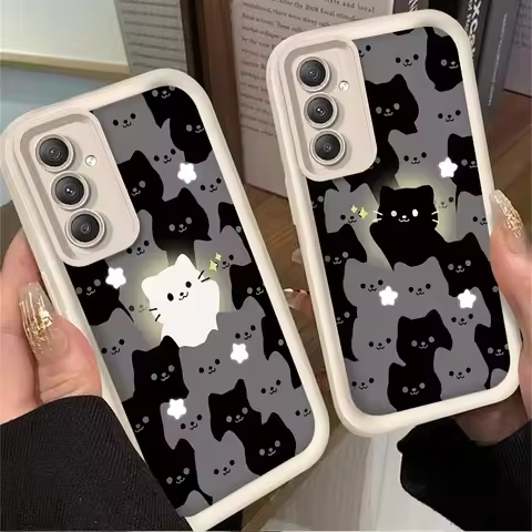 Lovely Glowing Cat Cartoon Phone Case For Samsung Galaxy A14 A15 5G S21 S22 S23 S24 S25 FE Plus Ultr