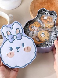 1入小巧可愛的兔子造型錫盒,適用於餅乾、甜點、糖果和牛軋糖禮品包裝