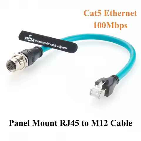 Panel Mount M12 D Code 4 Pin to RJ45 Cable 100Mbps CAT6A SFTP Industrial Ethernet Cable IP67 Shielde