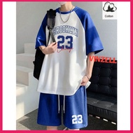 SPORTY KOREAN STYLE MEN'S SUIT SHORTS + REGLAN T-SHIRT BROKLYN MOTIF 23 BIGSIZE ALLSIZE SML XL 2XL 3