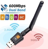 USB 無線網卡雙頻WIFI手指 上網卡接收器adapter 600Mbps Dual Band 2.4G 5.0G Wireless Adapter 802.11AC 適合Desktop