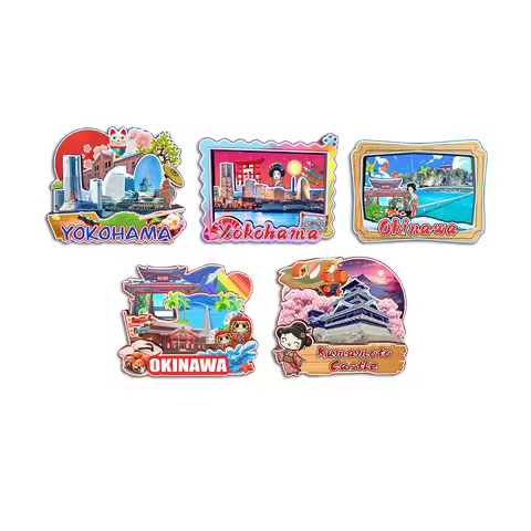 Okinawa Yokohama Kumamoto Japan Fridge Magnet Travel Souvenir Gift Handmade Decorative Refrigerator 