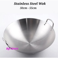 ( 50cm & 55cm ) High Quality Stainless Steel Double Handle Wok / Stainless Steel Wok / Kuali Stainle
