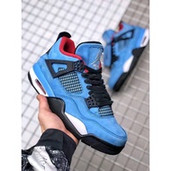 Ready stock AJ4 Travis Scott Cache Jack X Jordan4 high top back basketball shoes Blue-&-*