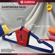 SUBRON 10pcs Hanger Gantungan Baju Pakaian Stainless Tebal 3mm Karet Warna Kait Kawat