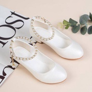 (พร้อมส่งในไทย)รองเท้าแฟชั่นเด็กผู้หญิง รองเท้าส้นสูงเด็กใส่ออกงาน  รองเท้าส้นสูงสีขาว