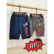 【Ready Stock】*EXTRA 40%* KIDS FASHION Coke denim cropped pants-BP109