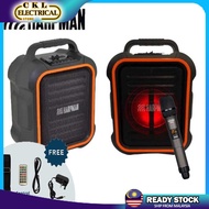 HARPMAN Portable Speaker 6.5 inch wireless 15W Speaker Box PA System With Handheld Wireless Mic Blue