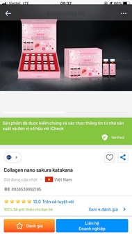 Nước uống Collagen Nano Sakura katakana - Đẹp da sáng da trắng da ( hộp 10 lọ )