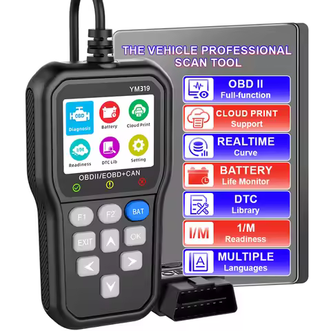 Check Engine System Battery Tester YM319 Read Vehicle Information Multi-language OBD2 Scanner Code R