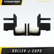 Roller J-Cups STRENGTHBAE - J-Hook Spin Untuk Power Rack Bench Press