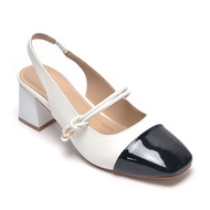 Giày Cao Gót Đế 5cm Mũi Vuông Hở Gót Slingback Giày Nữ Công Sở Êm Chân Giày Cao Gót Big Size Merly 1