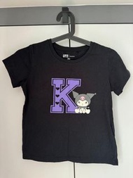 Uniqlo Kuromi 黑色圖案T恤 （Size: 140)