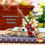 HP GANTUNGAN [SPRINTT] GK041 Romantic Diamond Guitar Car Keychain Baghp Good Luck Keychain for Men a