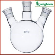 Kelalang Tiga Leher Bersudut/ 3-Neck 24/29 Round Bottom Glass Flask Three Necks Lab Chemical Round B