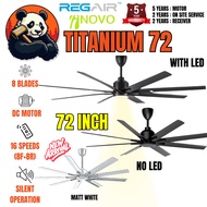 REGAIR INOVO Titanium 62" Titanium 72" LED Ceiling Fan 8 Blades Remote 72 Inch Kipas Siling INOVO Ti