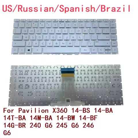 US RU SP BR Backlit Keyboard For HP Pavilion X360 14-BS 14-BA 14T-BA 14M-BA 14-BW 14-BF 14G-BR 240 G