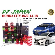 D7 City Jazz 14-18 Hi Low Body Shift Adjustable Coilover Set