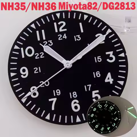 33.6mm Black Watch Dial+Hands Fit NH35 NH36 Miyota8215 821A 8205 DG2813 ETA2824 2836 PT5000 ST2130 G