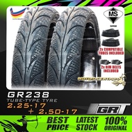 KOMBO TAYAR GRT (GLOBAL RUBBER) TYRE GR238 2.25-17 + 2.50-17 (BUNGA DIAMOND) + 225/250-17 TUBES FOR DASH EX5 DREAM WAVE