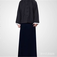 Republic Of China Costume Qing Dynasty Long Shirt Vest Suit Butler Chinese Robe Coat Performance Mas