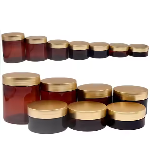 Empty Container Plastic Clear Brown Bottle PET Cosmetic Jars 3oz 50G 80G 100G 120G 150G 200G 250G Pa