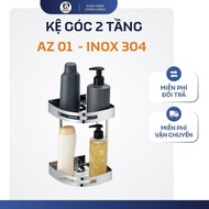 Bathroom Corner Shelf AZ-01, 2-Tier Multi-Purpose Storage, Sus304 Stainless Steel, Bathroom Shelf, 1