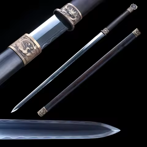 Traditional Chinese Tang Sword Ebony wood Shirasaya T10 Steel Clay Tempered Blade Handmade Polish Fo