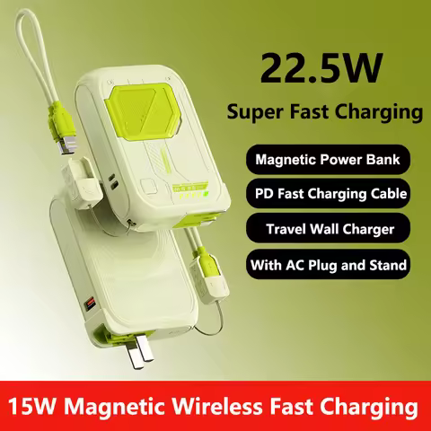 For Magsafe Power Bank 20000mAh with Cable Wall Charger Magnetic Wireless 22.5W Fast Charger For iPh