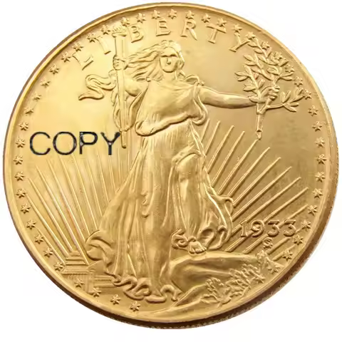 US 1933 $20 Dollar Saint Gaudens Double Eagle Gold Plated/Copper Copy Coin(With Copy Word On The Bac