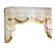 European Beige Valance Embroidered Chenille Luxury Curtains for Living Room Blackout Bedroom Window 