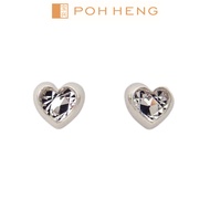 Poh Heng Jewellery 18K White Gold Heart Earrings