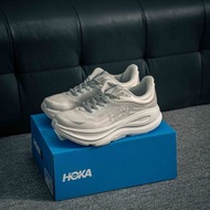 HOKA ONE ONE Bondi 9 舒適百搭耐磨貼心低筒運動鞋男女同款 灰白