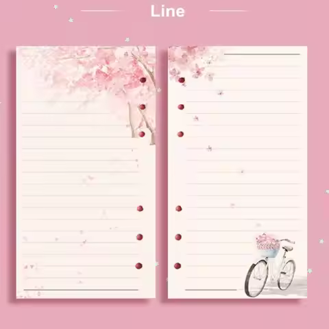 New 80 Sheets Kawaii Sakura And Cat A6 Loose Leaf Notebook Refill Spiral Binder Inner Pages Line Gri