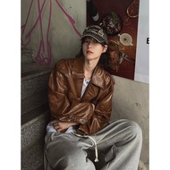 chooseonenew| 2PLAN Waxed American Retro Leather Jacket (2color)