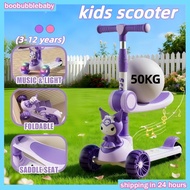Kids Scooter Foldable Electric with Light Adjustable Height Cartoon Balance Bike Scooter for Kids