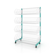 Kefva ชั้นตะกร้ามินิมาร์ท 4 ชั้น มีล้อ รุ่น Robust ขนาดหน้ากว้าง 70 cm เชลฟ์วางขนม ชั้นวางขายของชำ ช