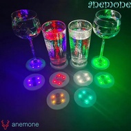 ANEMONE 10Pcs Glowing Wine Cup Mat, Lightweight LED Luminous Coaster, Personalized Round Battery Pow