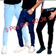 【Joyful Mart】3 pcs Rm.50 Men's Denim Super Stretch Skinny Slim Fit Jeans All Waist Straight Leg Mura