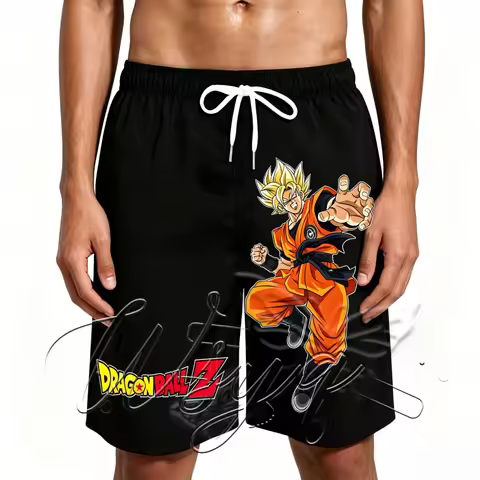 Unisex Summer Quick Dry Sports Shorts Dragon Ball Dynamic Fighting Super Saiyan Goku Print Shorts Su